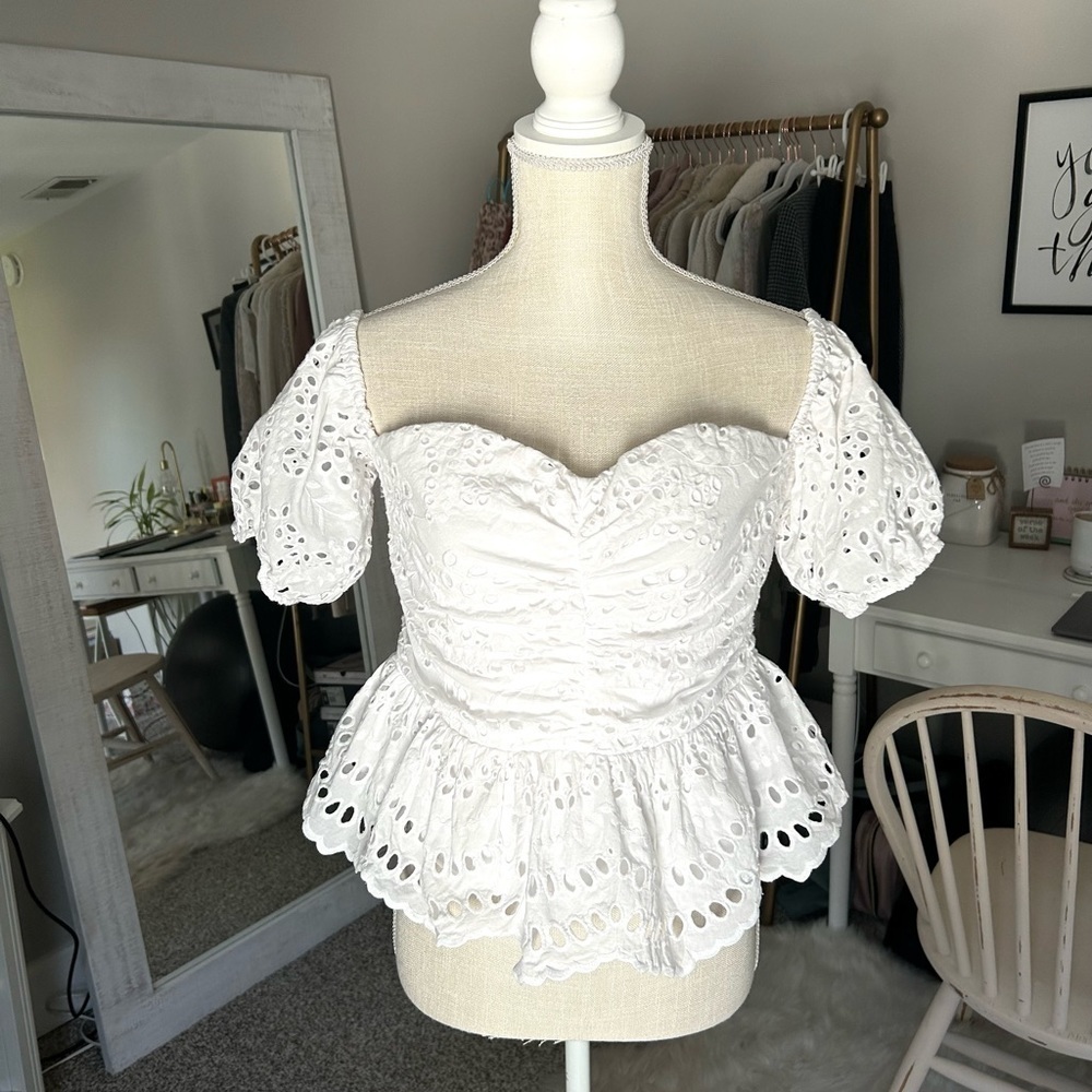 • Express • Eyelet Lace Off The Shoulder Top - Picture 9 of 16